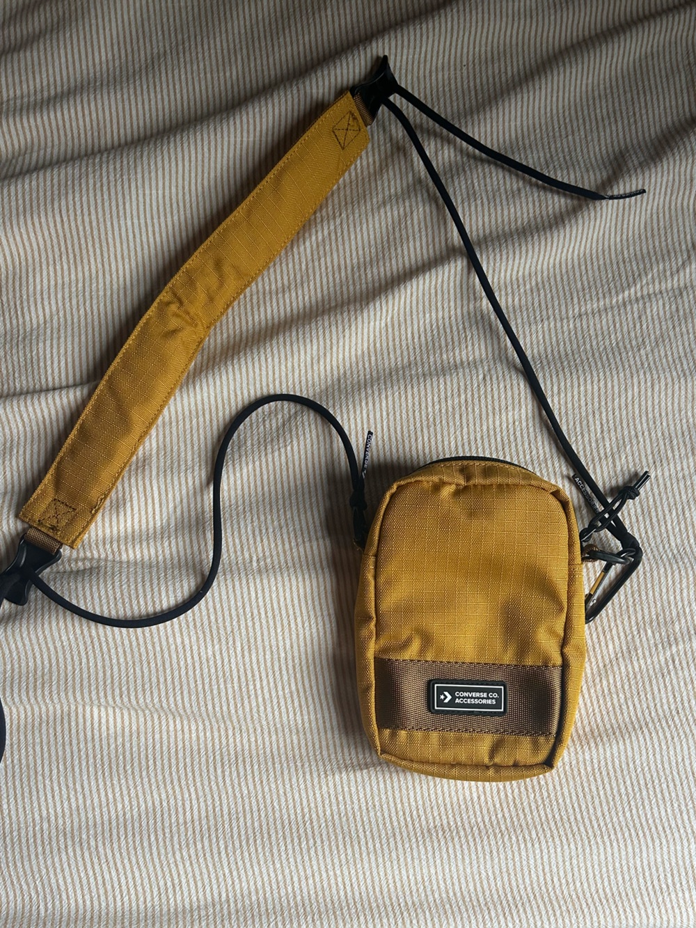 Converse Mustard Yellow Crossbody Pouch with Brown Accent